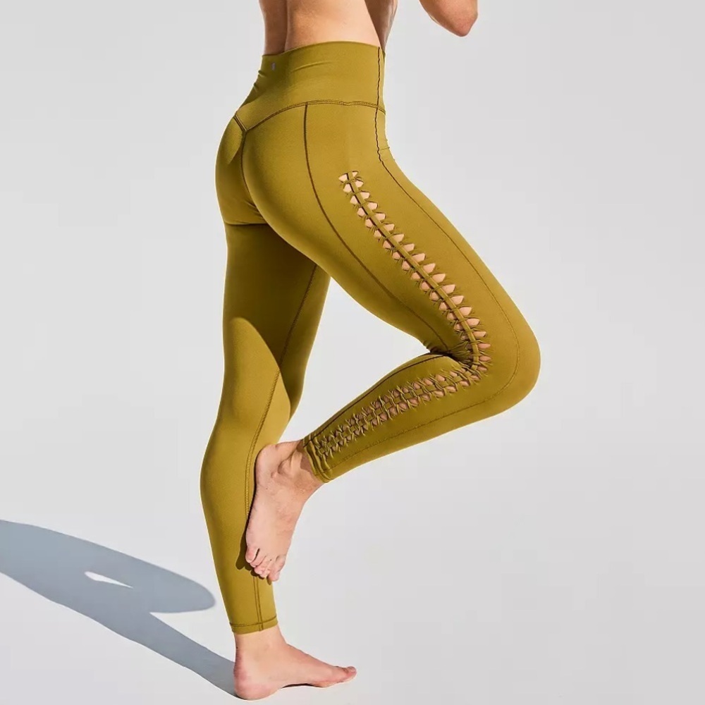 Brand New CALIA Inspire Crochet High-Rise 7/8 Leggings Fitted Tight Olive Bronze